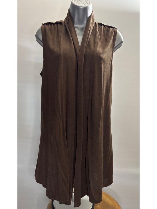 Liz Claiborne Tops - Liz Claiborne Women's Sleeveless Brown Draped Open Cardigan Vest Women’s Size M